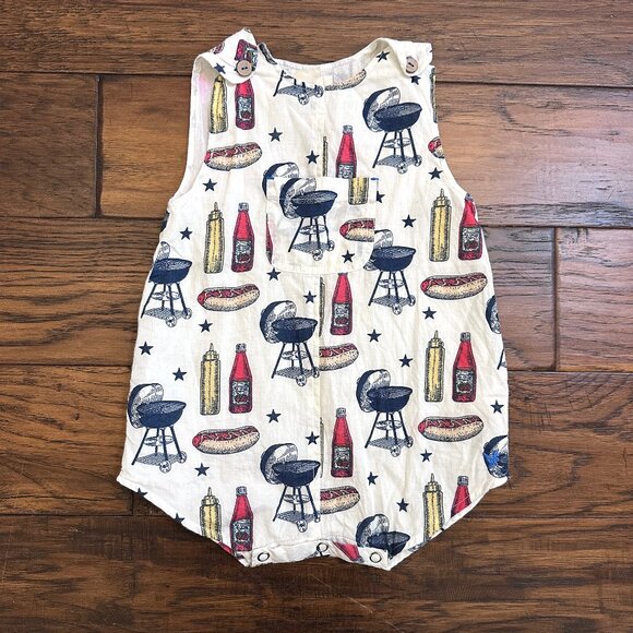 Blue Rooster Boys' Romper in Grilling Out Print - Picture 1 of 3